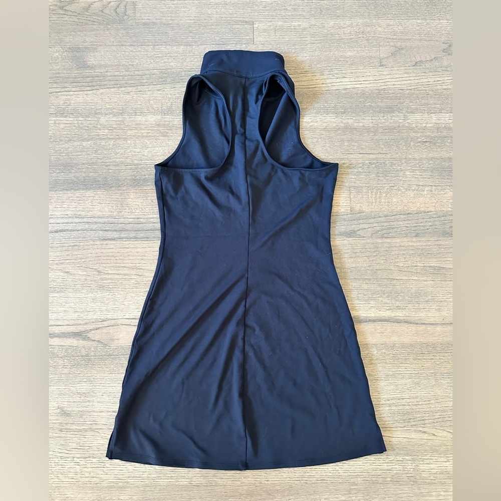 Alo Yoga Charmed Point Collar Tennis Dress-Black - Picture 2 of 8